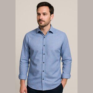 Robert Graham Modern American Shirt Tailored Fit Button Up Blue Orange Floral L